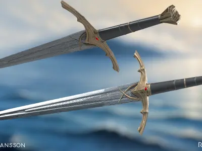 Damascus Red Rain Wraith Sword - Valyrian Inspired 3D Asset Low-poly 3D model