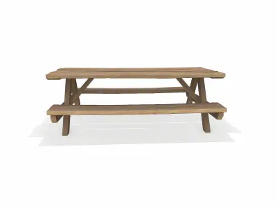 Picnic Table Low-Poly 3D Model Free low-poly 3D model
