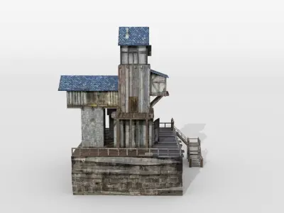 Fantasy-style medieval half-timbered building 3D model