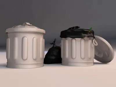 Cartoon Trash Can 3D model purchase