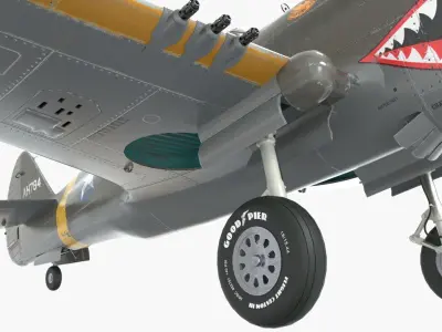 Curtiss P-40 Warhawk WW2 Warplane Low-poly 3D model