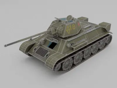 T34-57 1943 Medium Tank Low-poly 3D model