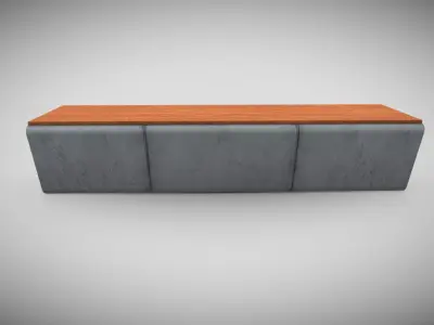 Concrete Bench  Low-poly 3D model