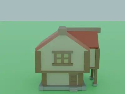 Medieval Cartoon Style Low Poly Game Ready House Set Low-poly 3D model