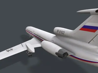 Tupolev Tu-154 Russia Animated Low-poly 3D model