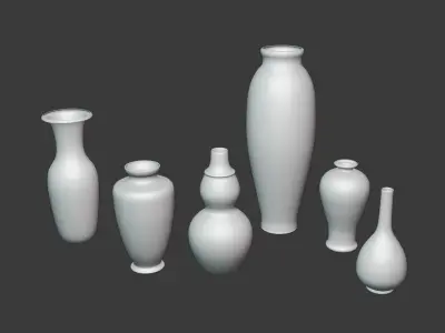 Red chinese vases Free 3D model
