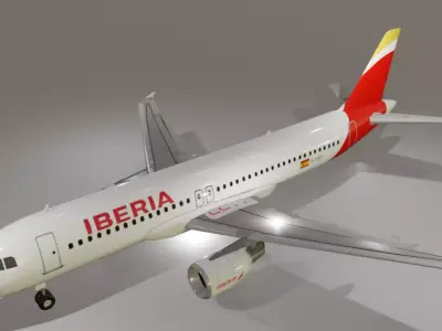 Iberia airbus a320-214 low poly 3d model  Low-poly 3D model