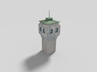 low poly military tower Low-poly 3D model