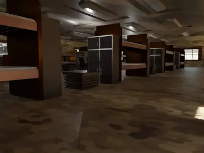 Military Dormitory Low-poly 3D model