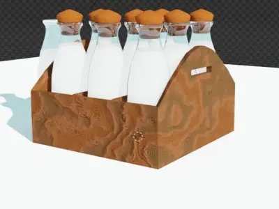 box with milk low-poly PBR 3D model