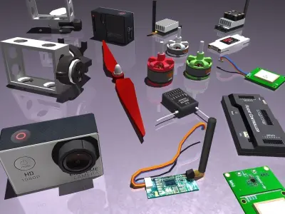 Multicopters Pack Low-poly 3D model