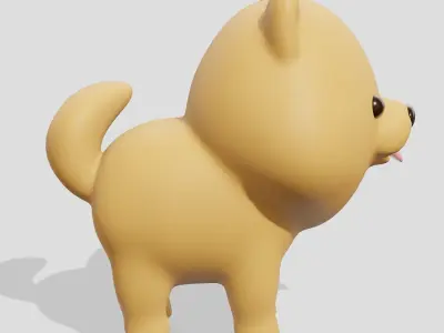 Cute Pomeranian dog  Low-poly 3D model