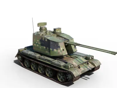 4 coatings of PLA Army PGZ88 self-propelled anti-aircraft gun Low-poly 3D model