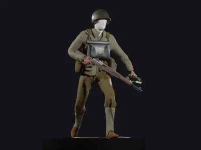 World War 2 US D-Day Infantry - Rigged Low-poly 3D model