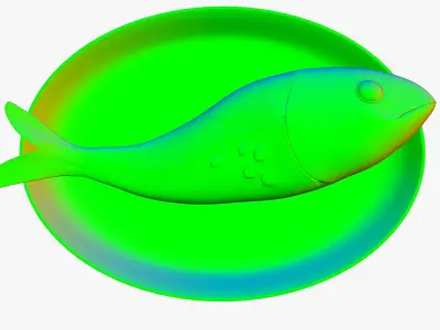 plate of rawfish Low-poly 3D model