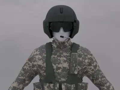 Black Hawk Helicopter Pilot Low-poly 3D model
