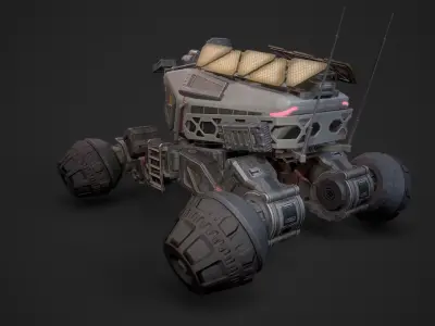 Sci-Fi Mars Rover Low-poly 3D model