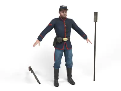 Union Soldier 3 - Artillery Low-poly 3D model