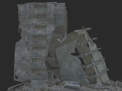 destroyed building  Low-poly 3D model