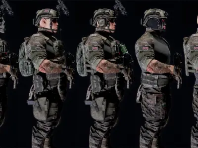 MODULAR SOLDIER PACK Low-poly 3D model