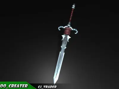 Fantasy Excalibur Sword Lowpoly 3d model Low-poly 3D model