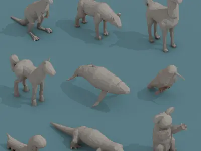 Low Poly 3d Art Animals Isometric Icon Pack 07 Low-poly 3D model