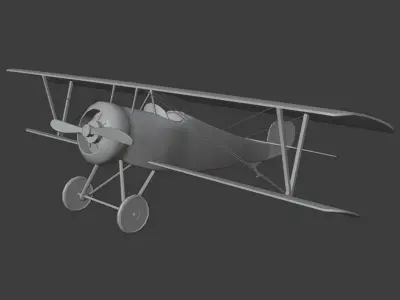Airplane vintage biplane Low-poly 3D model