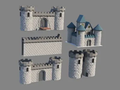 Cartoon Castle Low-poly 3D model