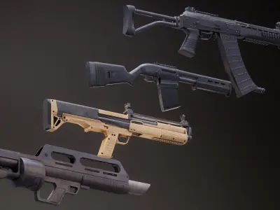 Shotgun Set 2 rifle Low-poly 3D model