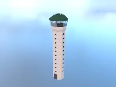 Airport Control Tower Exterior and Interior 3D model