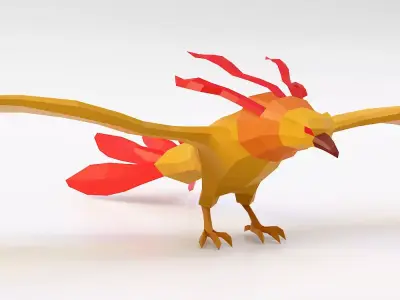 Phoenix bird low poly 3d model  Low-poly 3D model