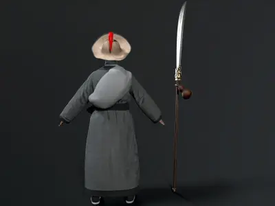 ancient chinese warrior  Low-poly 3D model