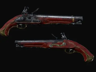 Old Pistol Low-poly 3D model