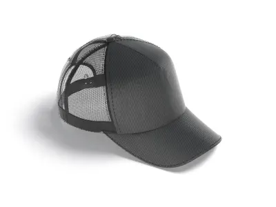 Black Trucker Hat - sport mesh baseball cap 3D model purchase