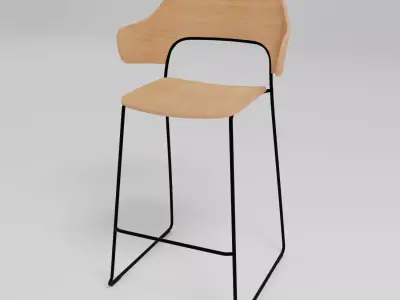 AFI - Stackable sled base low stool with full backrest - Free 3D model