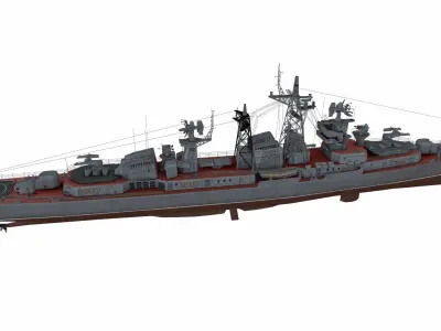 Kashin-class destroyer Low-poly 3D model