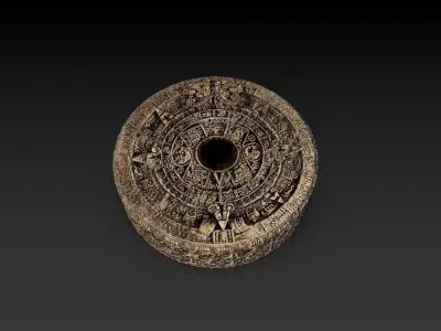 Aztec stone of tizoc Low-poly 3D model