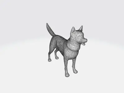 A dog with a blue collar standing 3D model
