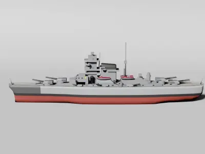 Historical German WW2 battleship 3D model