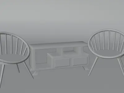 Set Wooden Furniture 5 3D model