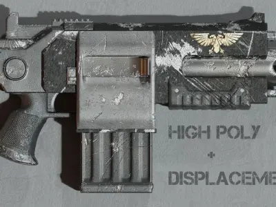 Warhammer 40K Bolter Low-poly 3D model