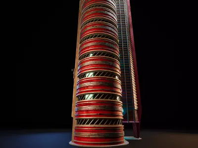 SCIFI CYBERPUNK FUTURISTIC NEON SKYSCRAPER 09 Low-poly 3D model