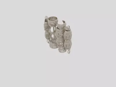 Fantasy Market Wooden Barrel Stack for 3D print Low-poly 3D model