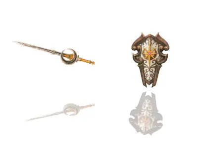 Moon - Sword and Shield Low-poly 3D model