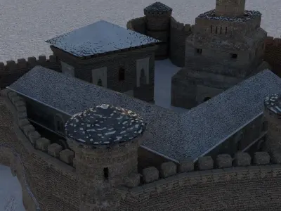 Castle medieval Low-poly 3D model