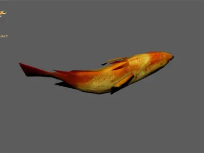 Animated Golden Fish - Loop Animation Low-poly 3D model