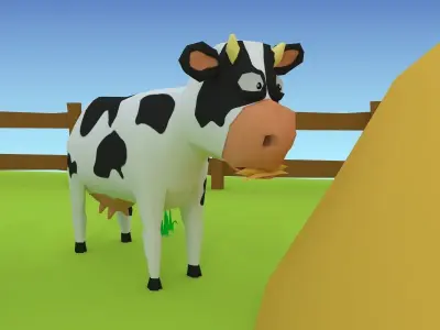 Cartoon cow low poly 3D model