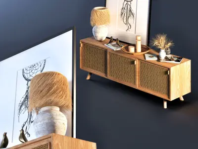 Sideboard-Decorative Set- Boho 3D model
