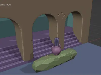 Simple desert stone scene Low-poly 3D model