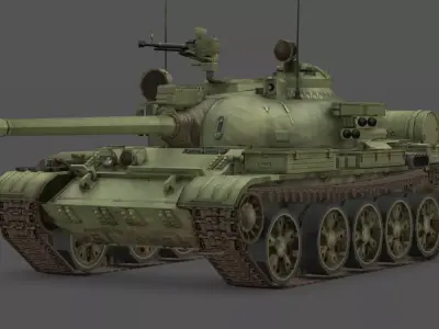 T-55AD Main Battle Tank 3D Model Czechoslovak Anti-Aircraft Low-poly 3D model